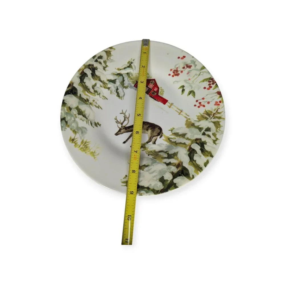 Southern Living Holiday Deer & Harvest Round Earthenware Accent Plates Set Of 2